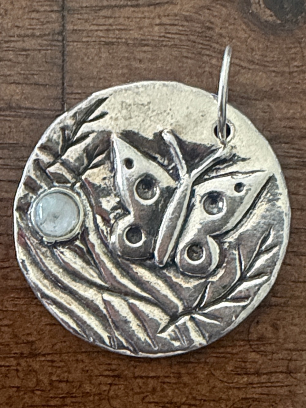 Grace & Heart FLUTTER MOON Jewelry Charm 1” .925 SS Moonstone BUTTERFLY P2459